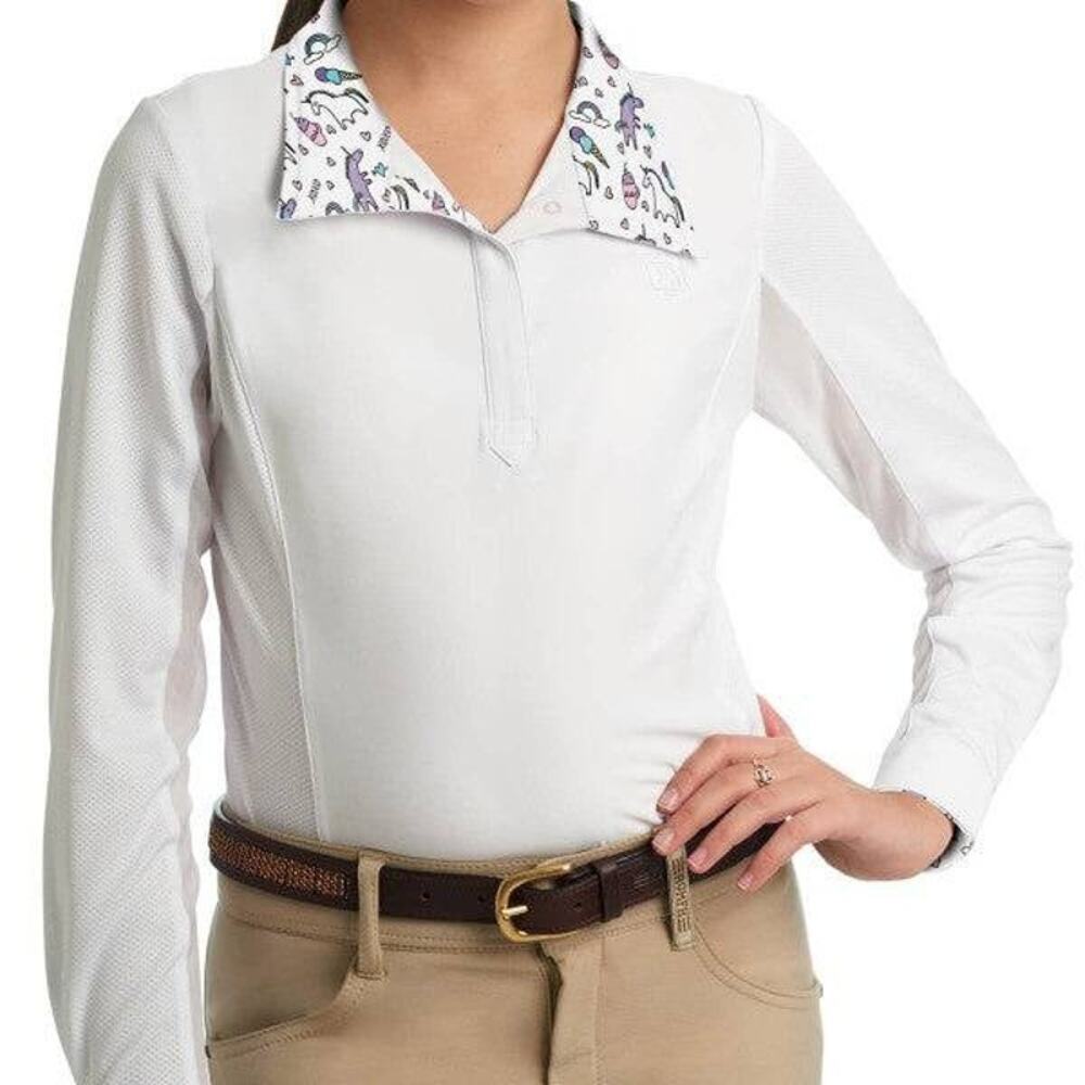 Romfh Sarah Child's Horse Show Shirt Unicorn Ice Cream Dream Girls XL Equestrian